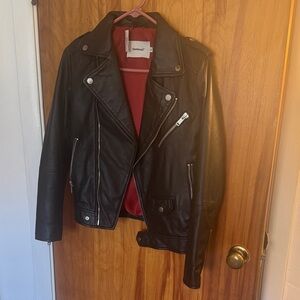 Deadwood Vegan Leather Jacket with Red Lining